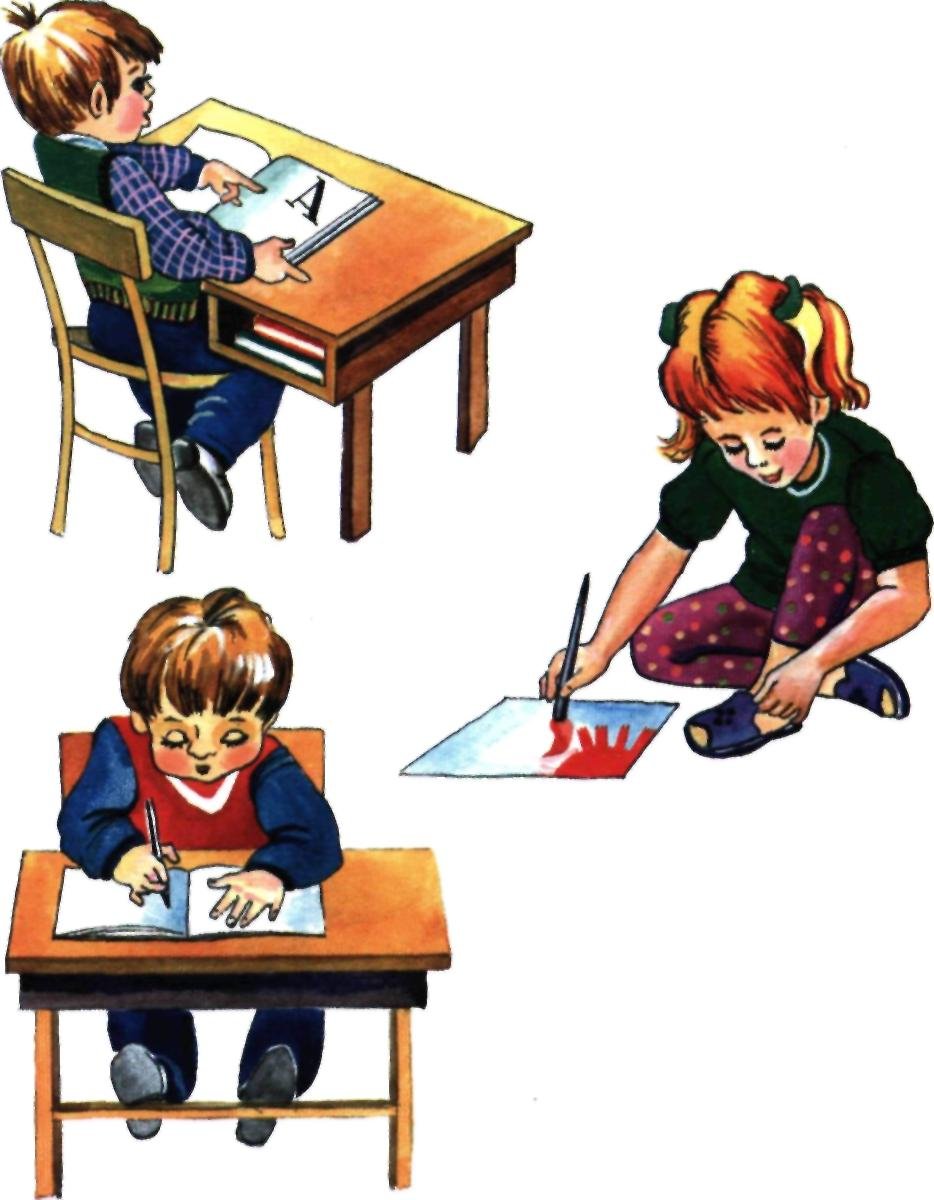 Дети за партой раскраска