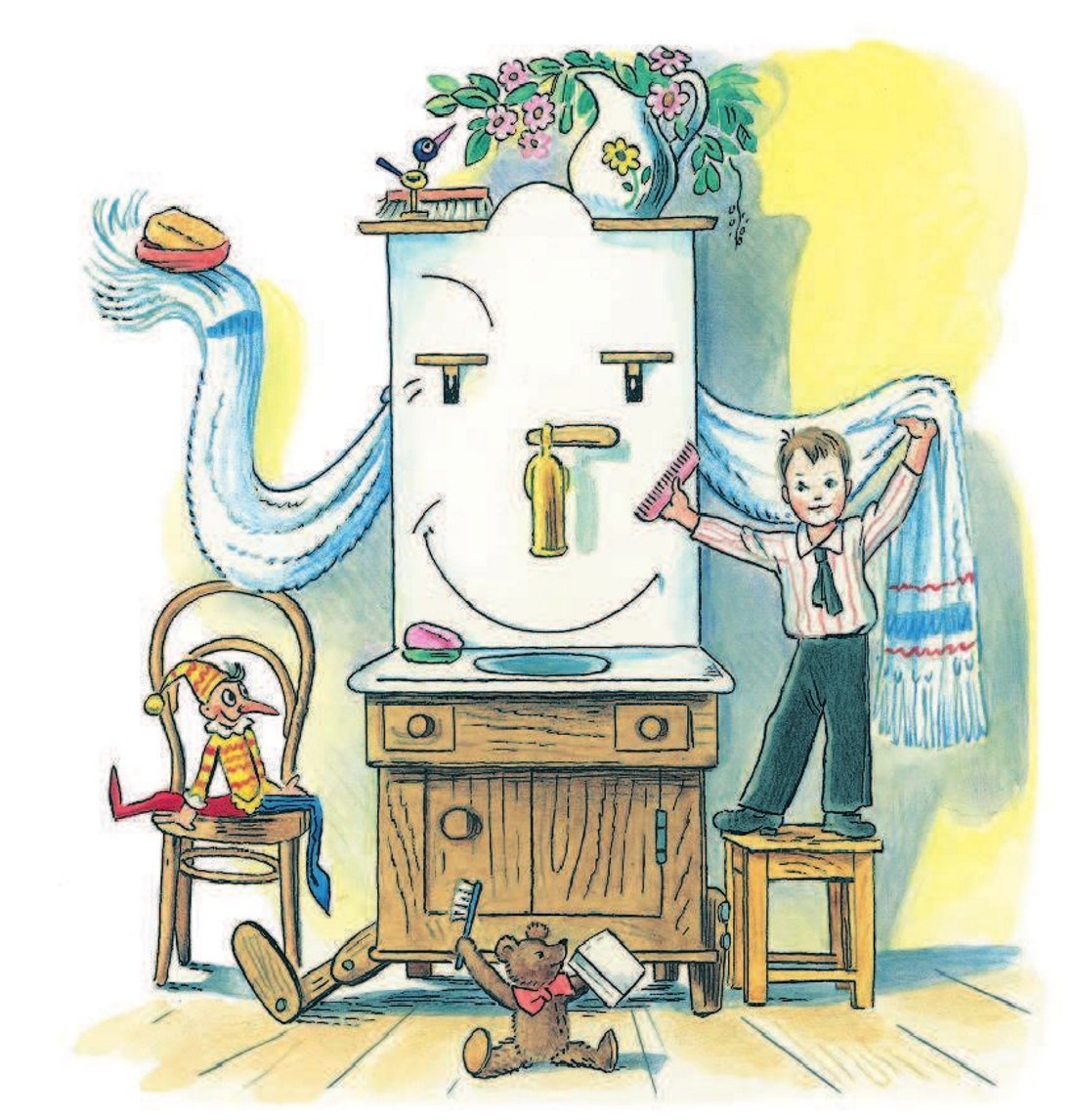 Умываются зверята