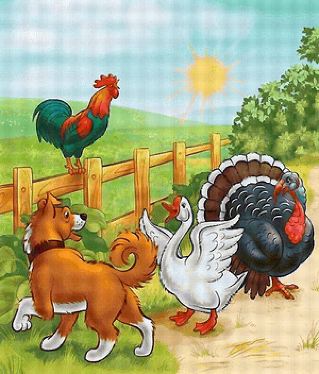 Фон птичий двор для детей