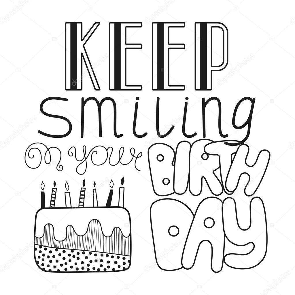 Happy Birthday надпись черно белая