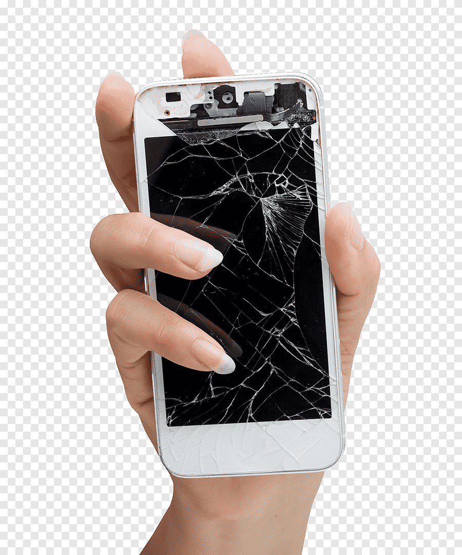 Разбитый айфон в руке