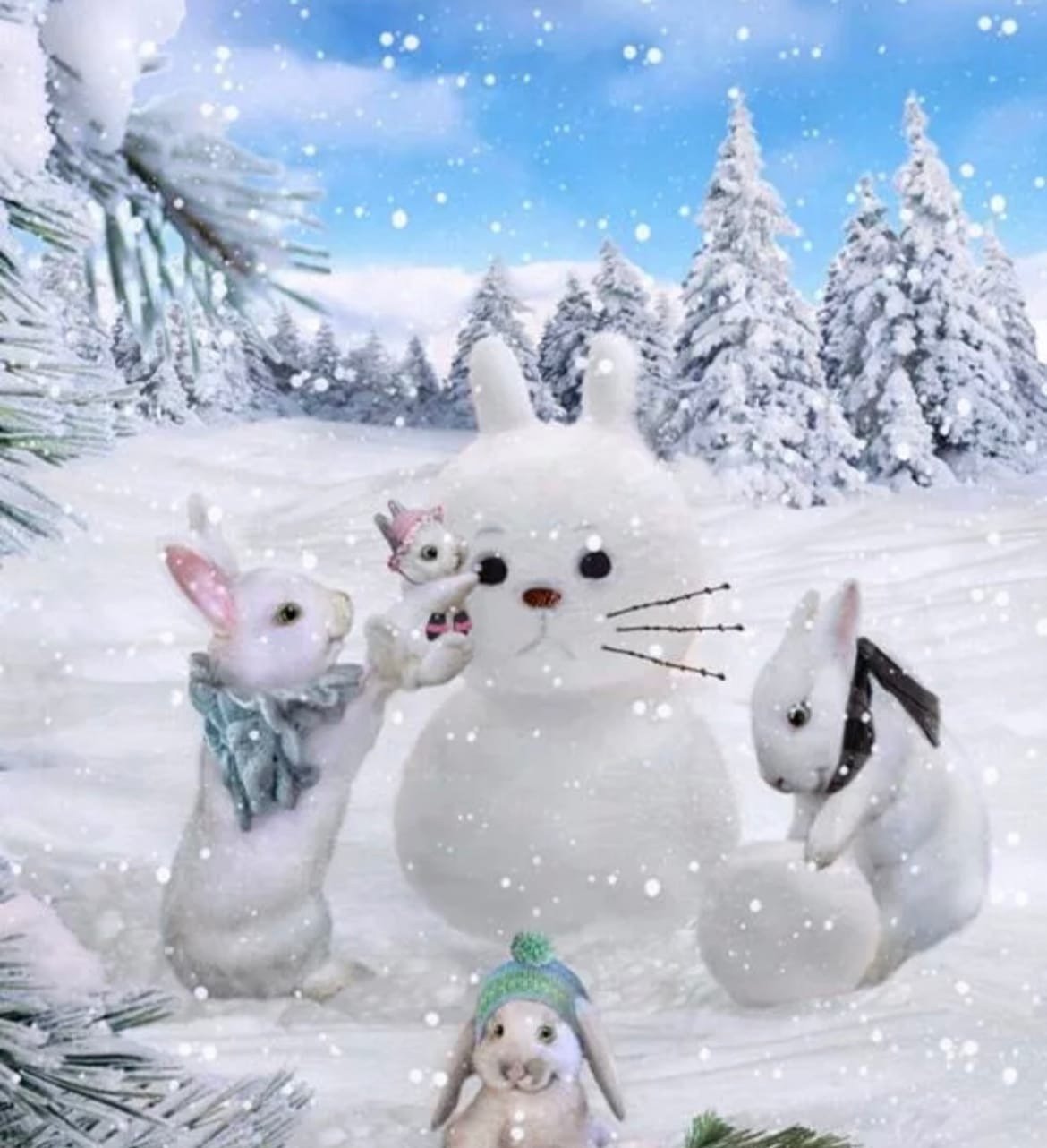 Новогодний заяц арт