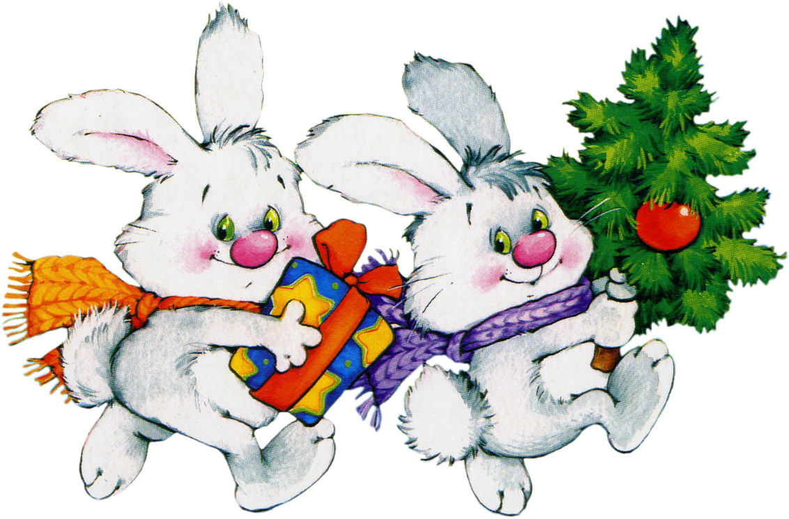 Новогодиние открытки с зайсчиок