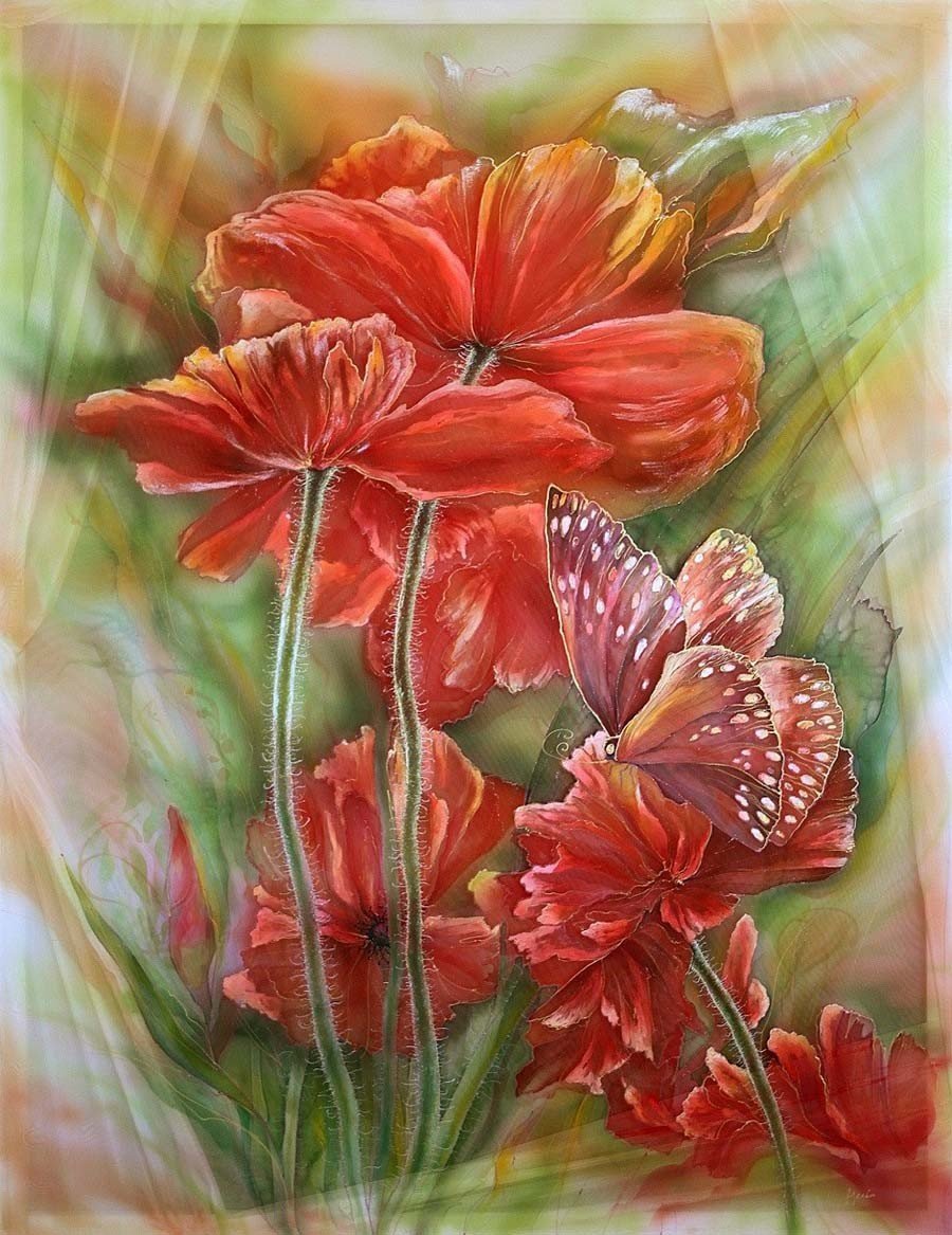 Батик цветы