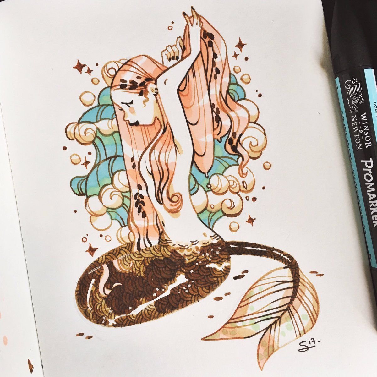 Русалка маркерами