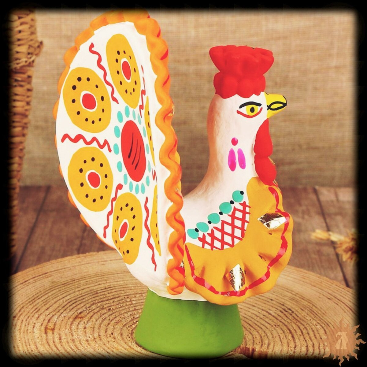 Глиняная игрушка петушок Дымковская игрушка