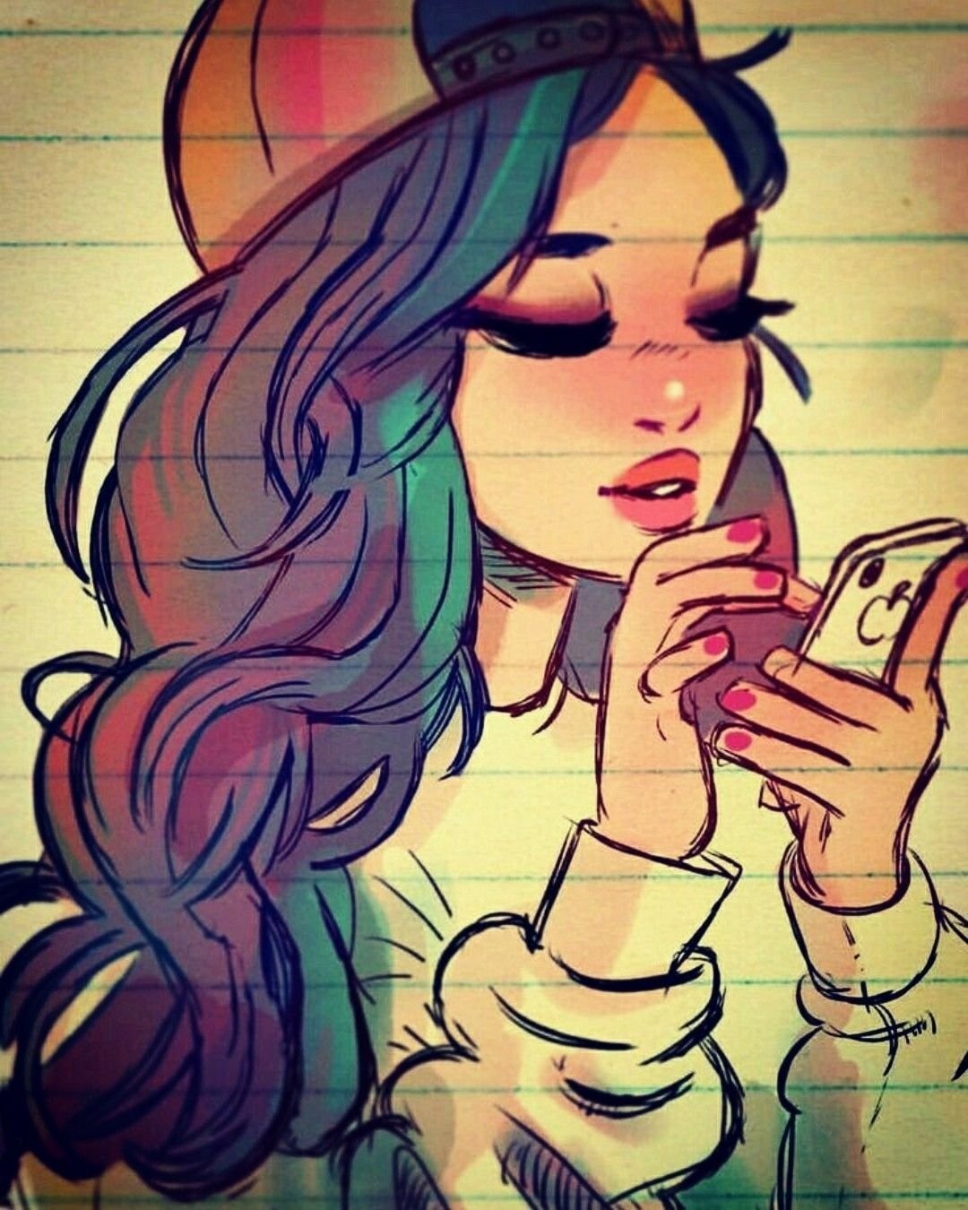 Мультяшная девушка с жевачкоц