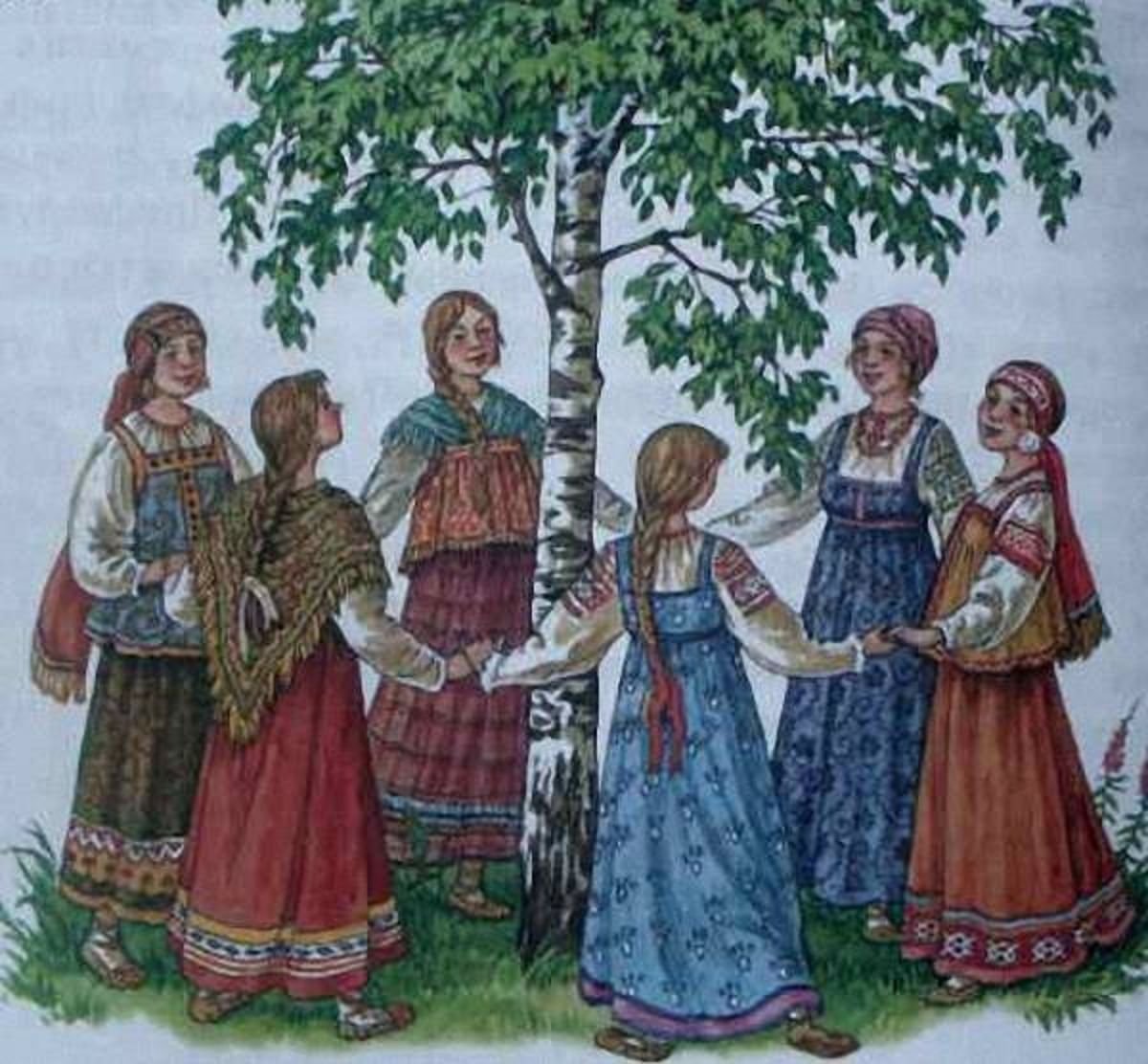 Хоровод в деревне и гармонист