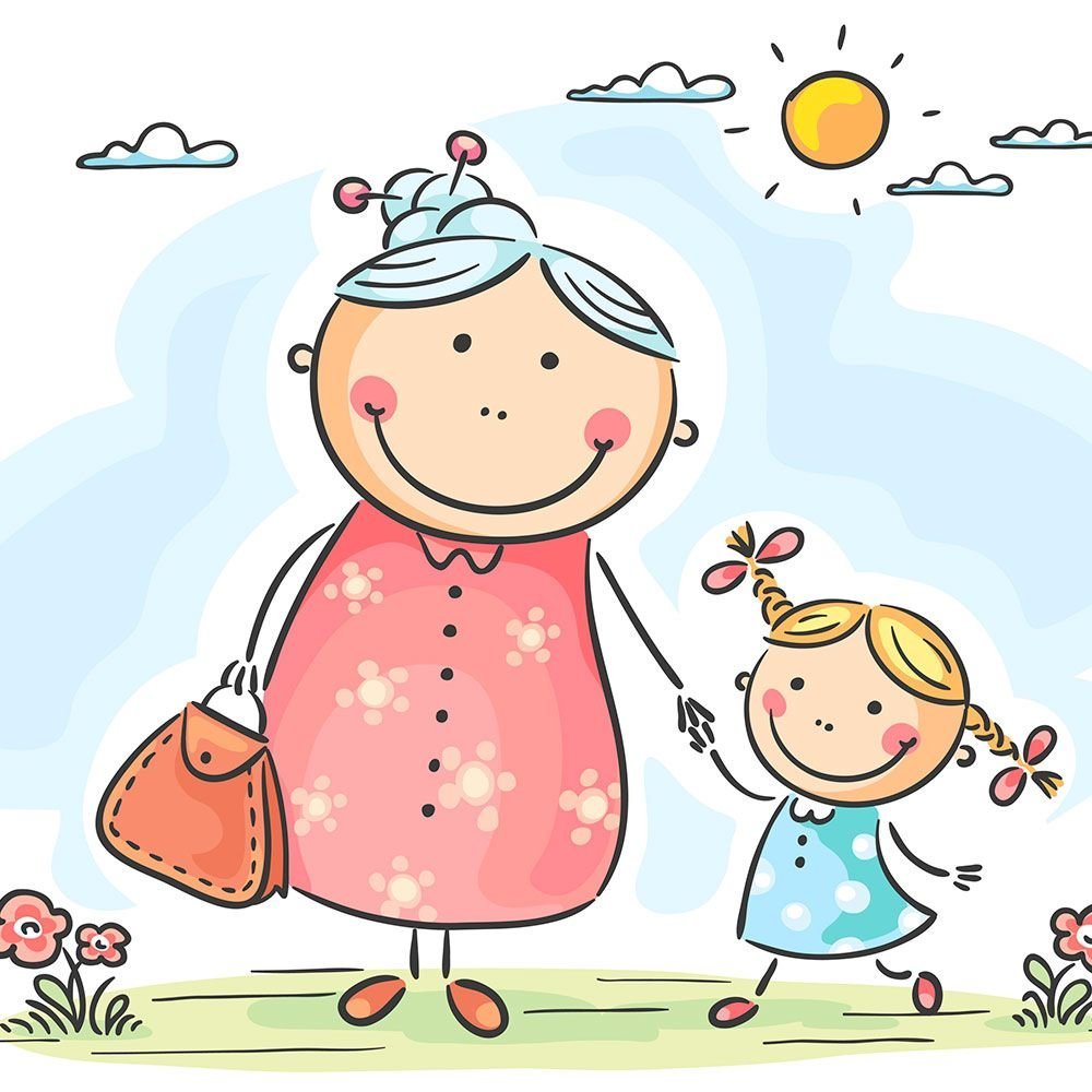 Бабушка и внучка рисунок