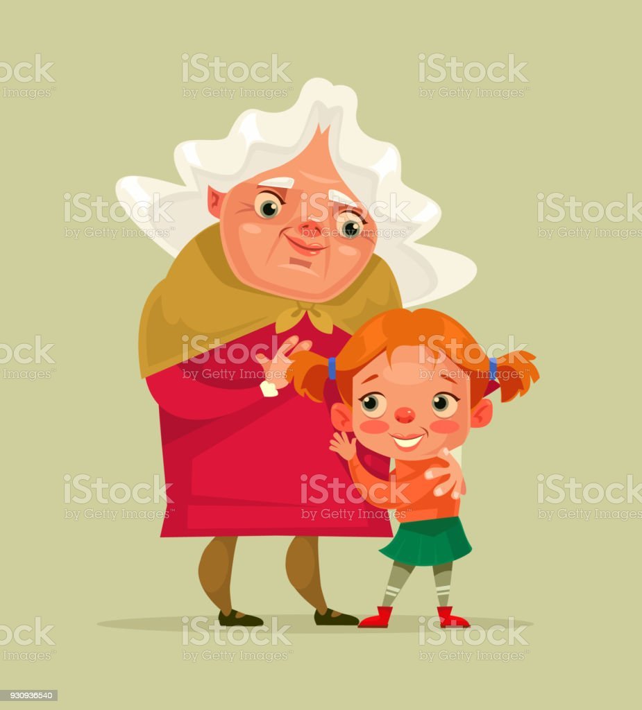 Мультяшная бабушка с внучкой