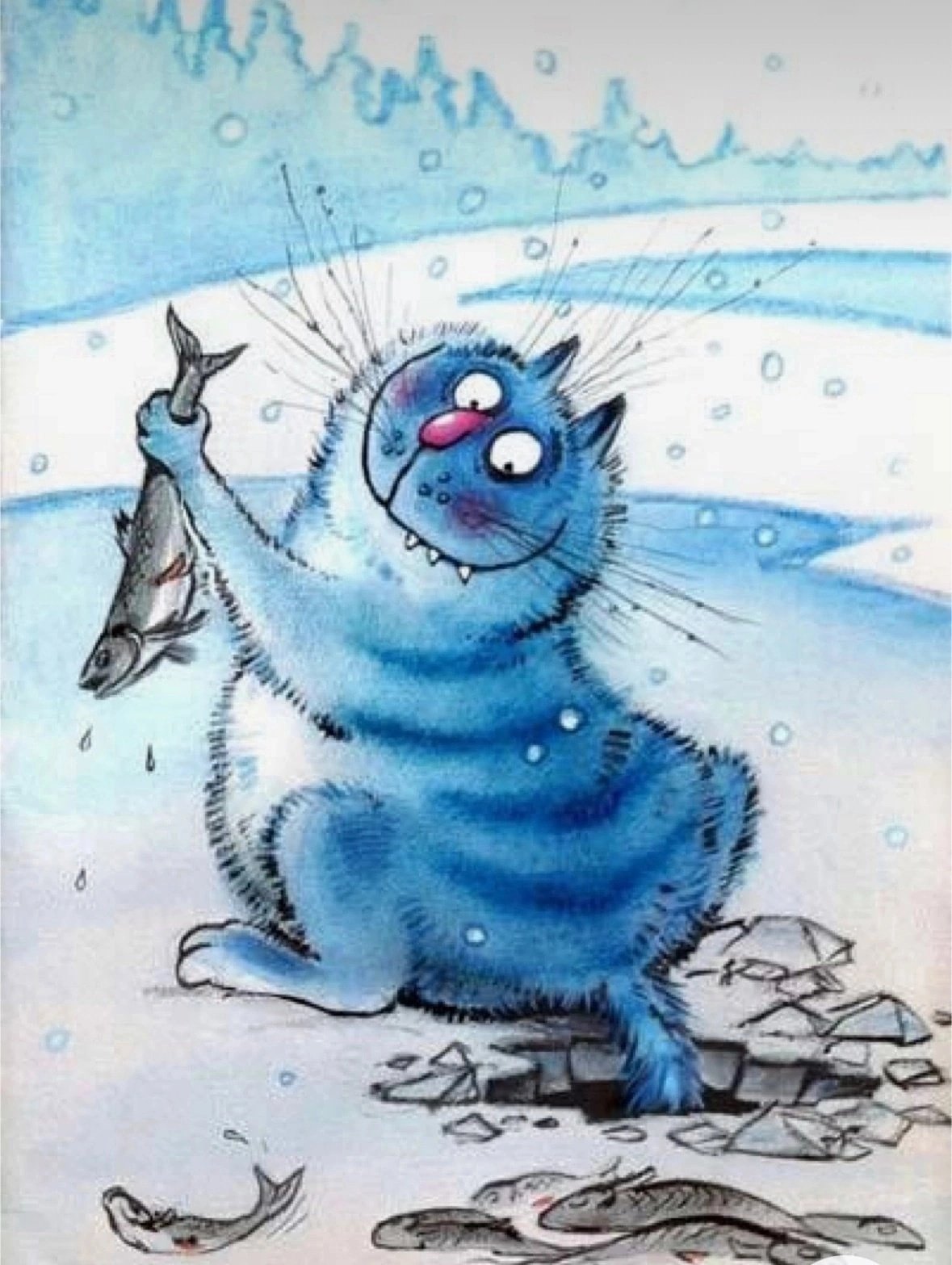 Синий кот и рыба