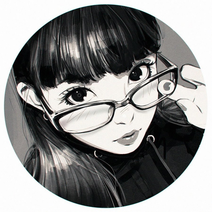 Нарисованная девушка в очках
