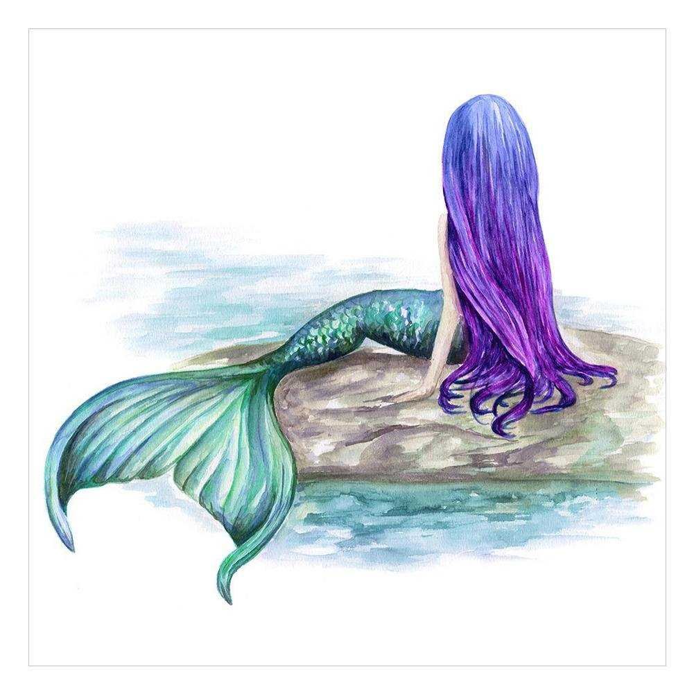 Русалка цветными карандашами
