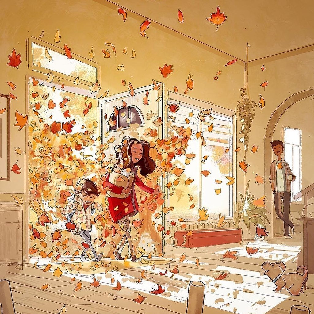 Иллюстрация счастье осень