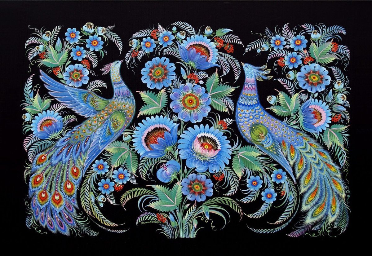 Цветы в росписи Жостово