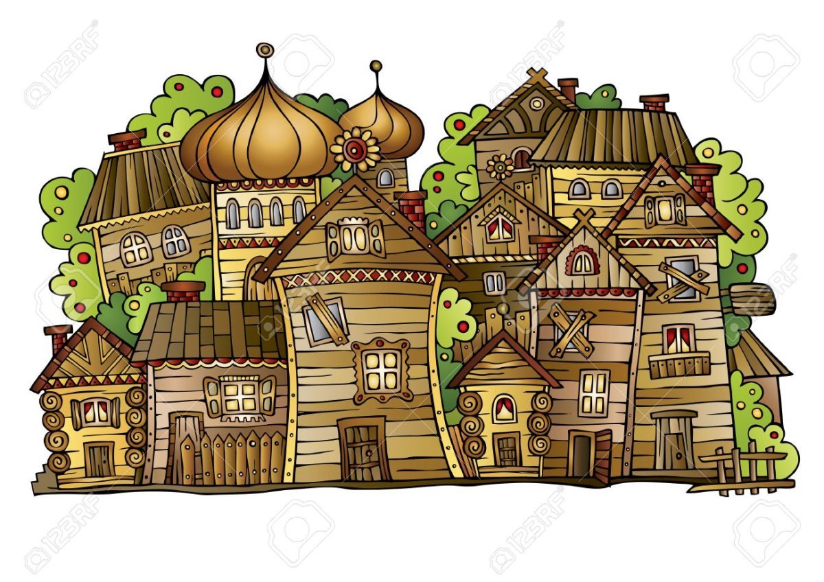 Город мультяшный деревянный