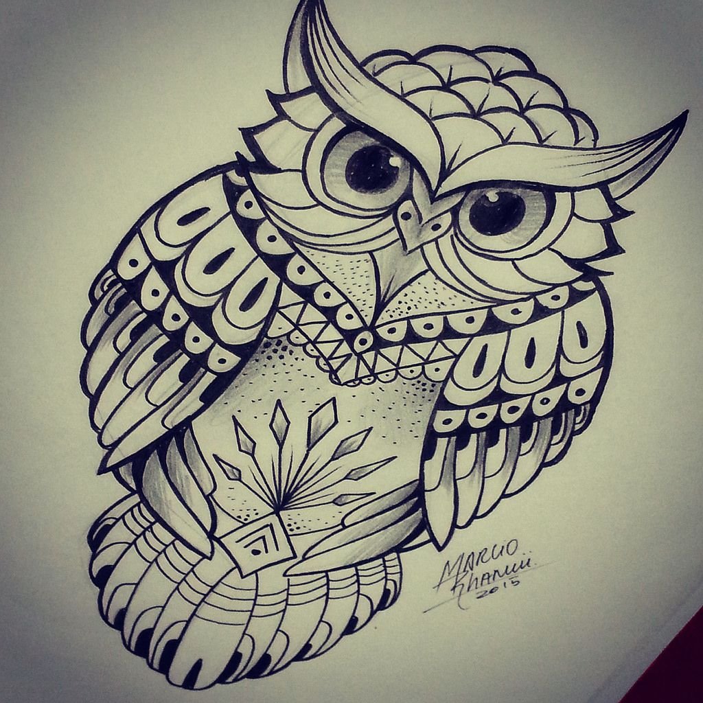 Сова набросок