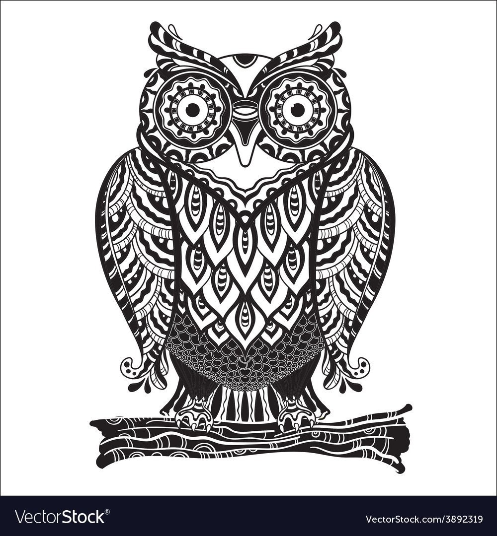 Декоративно Сова черно белое