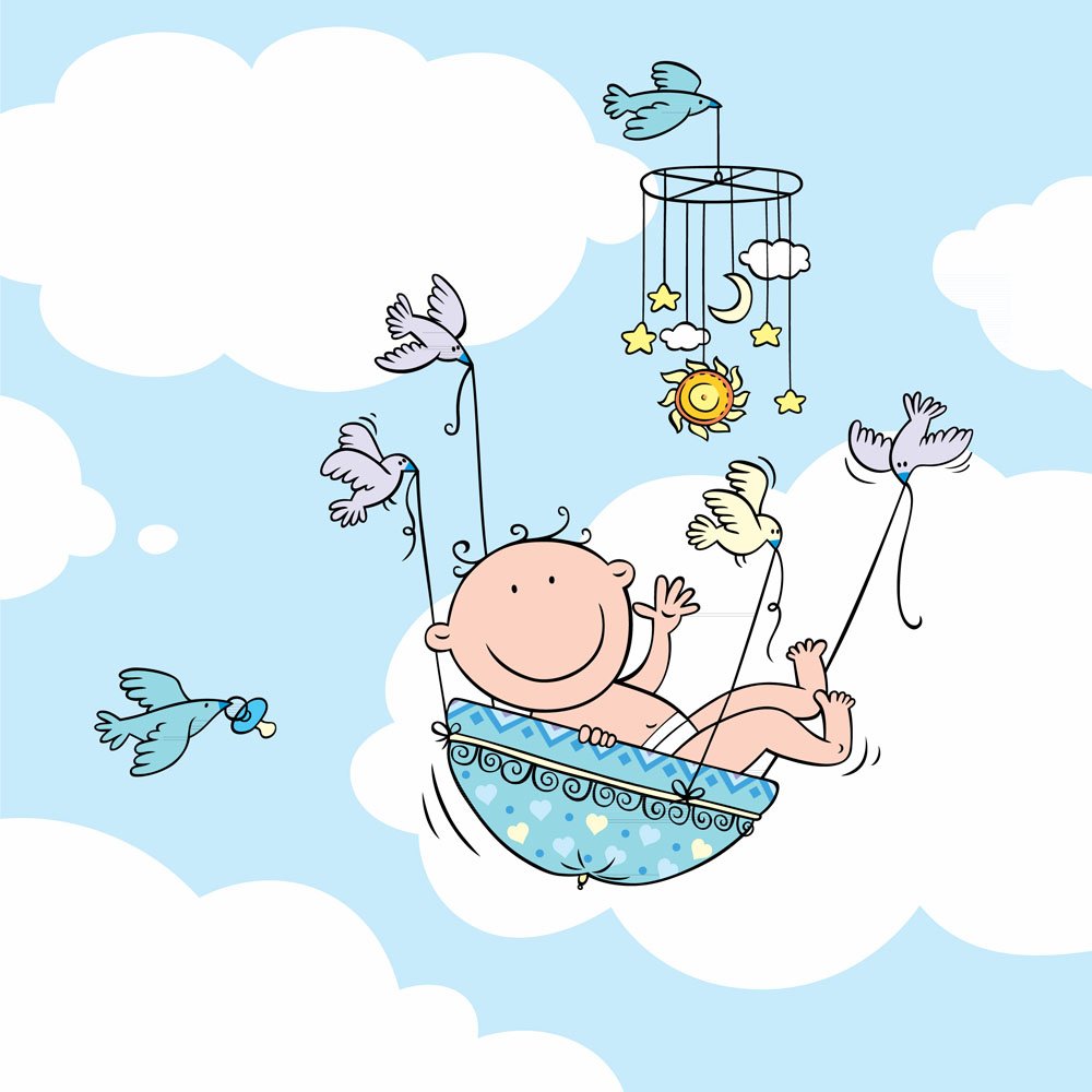 Винтажная открытка с рождением ребенка