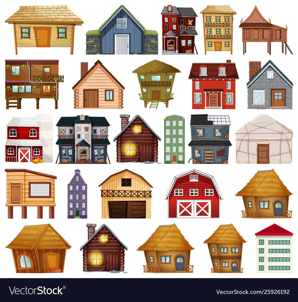 Домики разного цвета