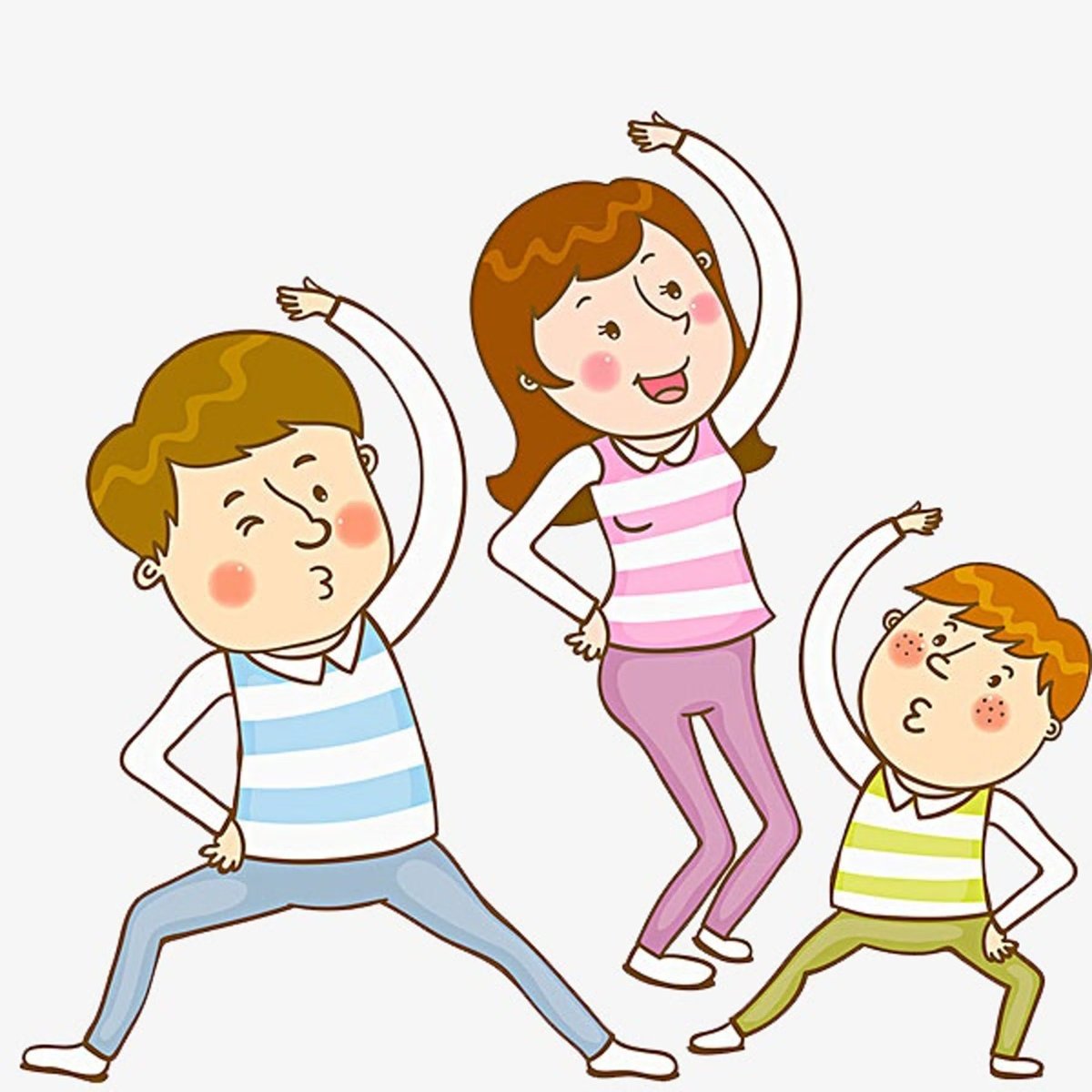 Мальчик и девочка делают зарядку