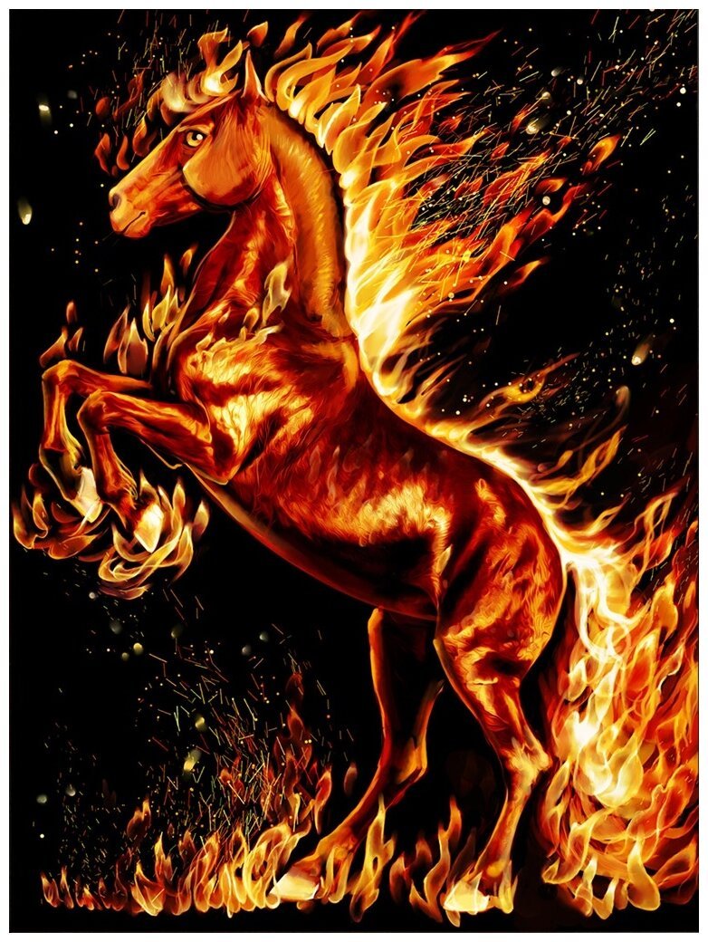 Алмазная живопись аж-1855 Огненный волк 30*40 см,