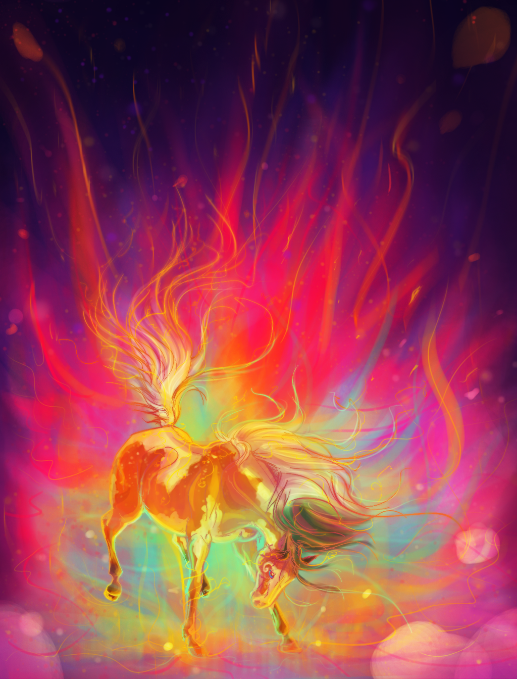 Огненно красный конь