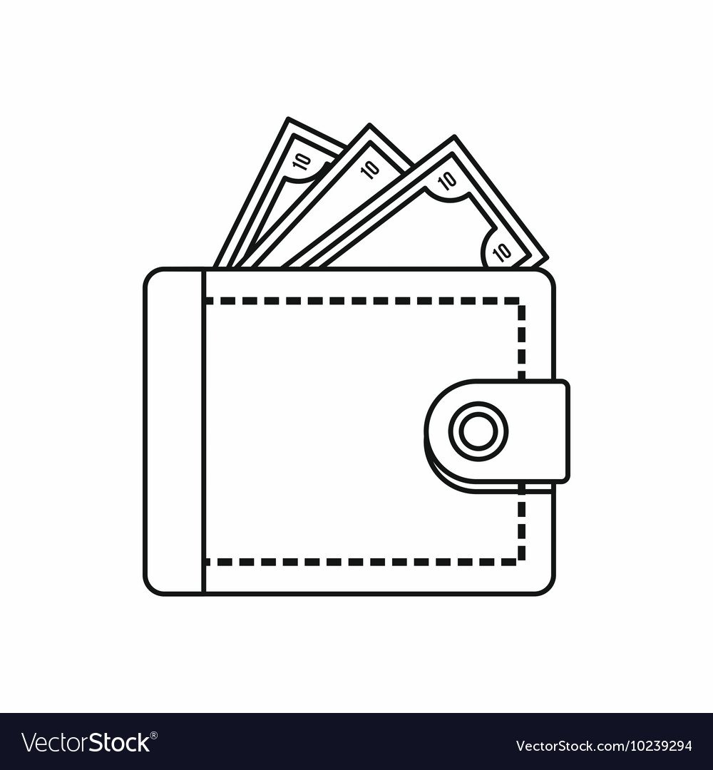 Пиктограмма кошелек с деньгами