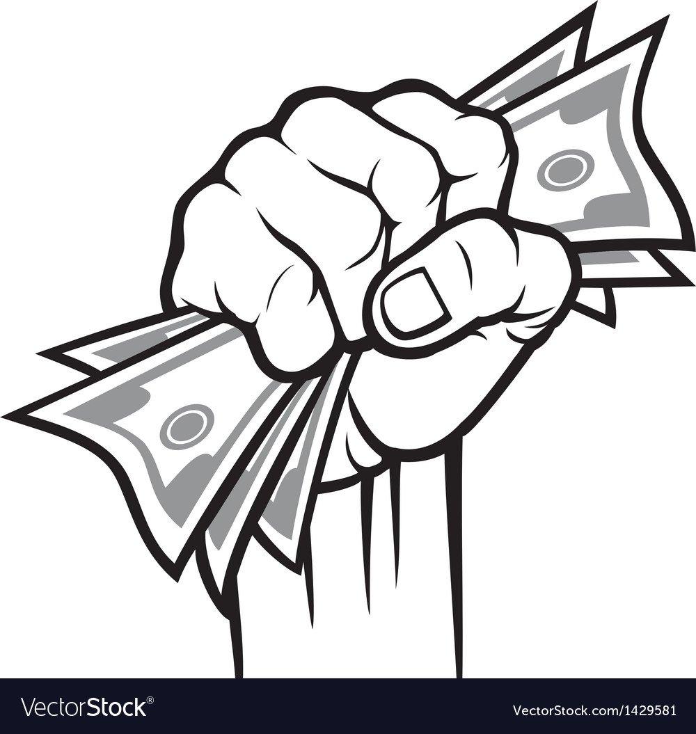 Нарисованная рука с деньгами