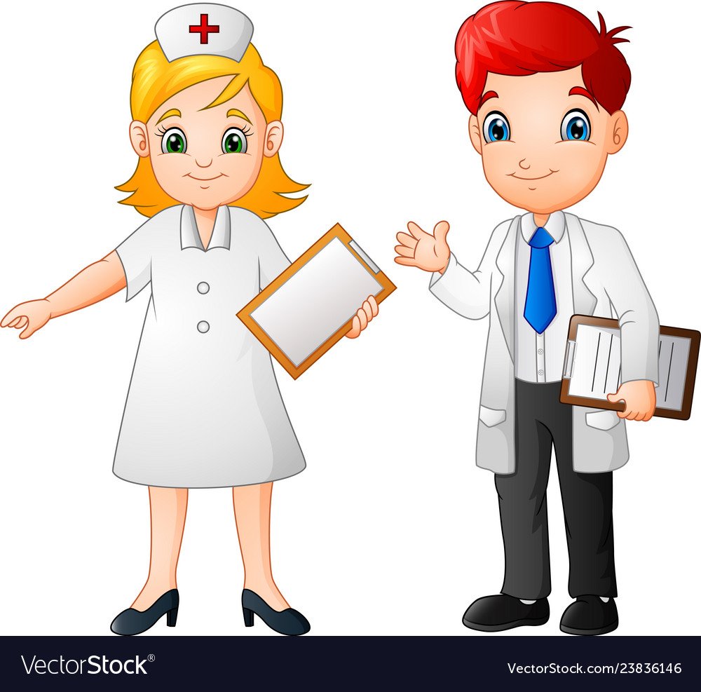 Мультяшные доктор и медсестра
