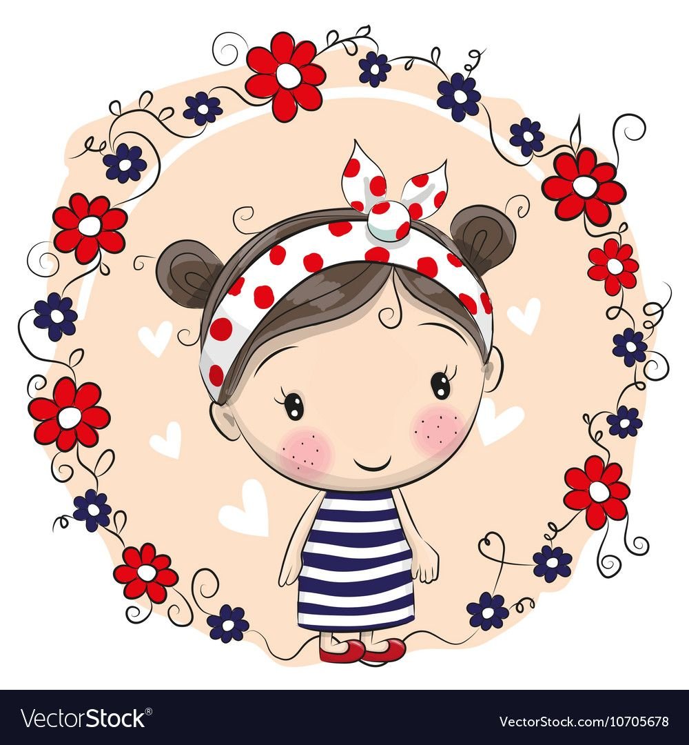 Девочка с хвостиками вектор