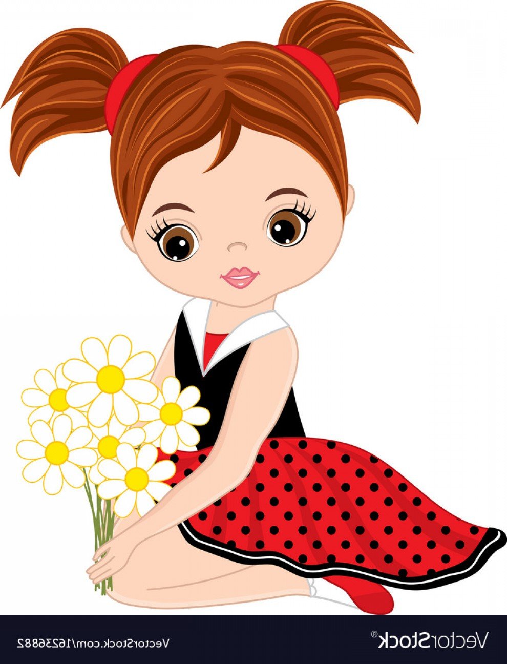 Векторные рисунки девочки в платье