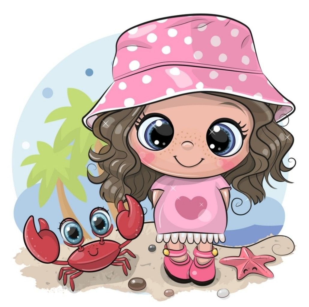 Девочка идет мультяшные