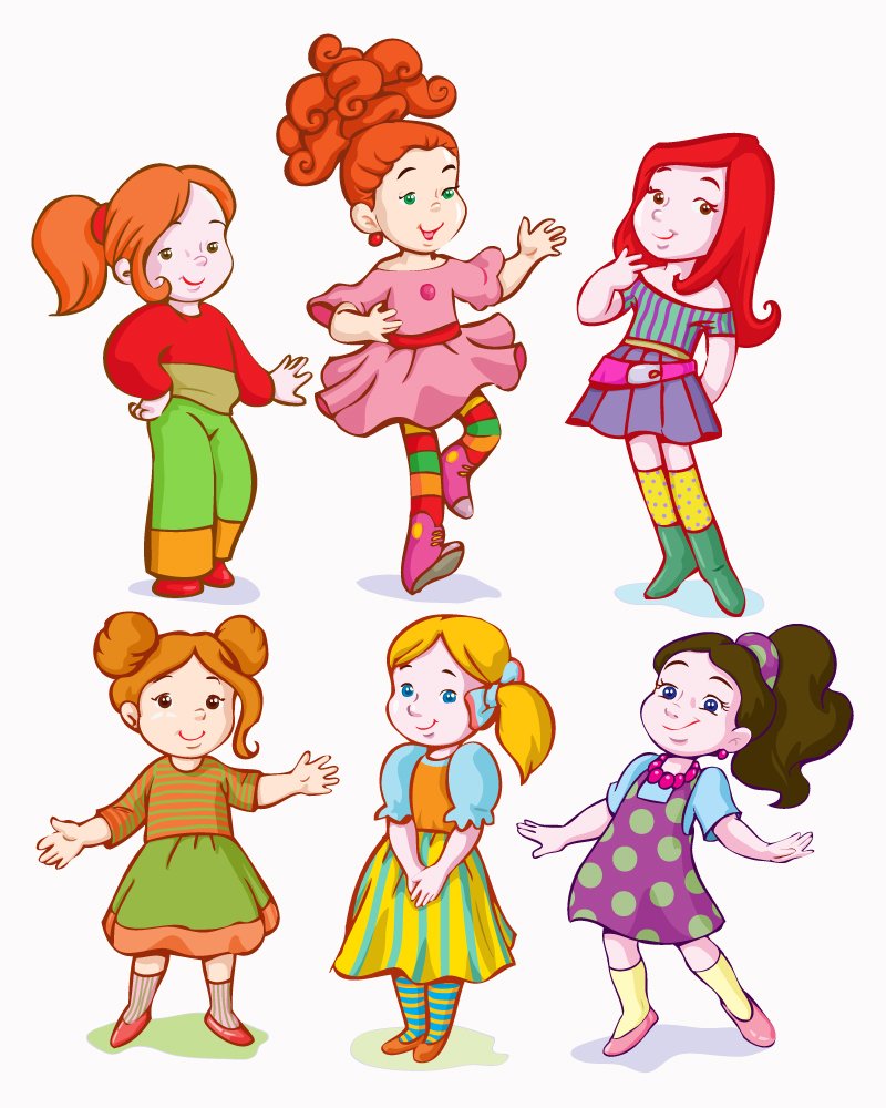 Девочка на качелях мультяшная