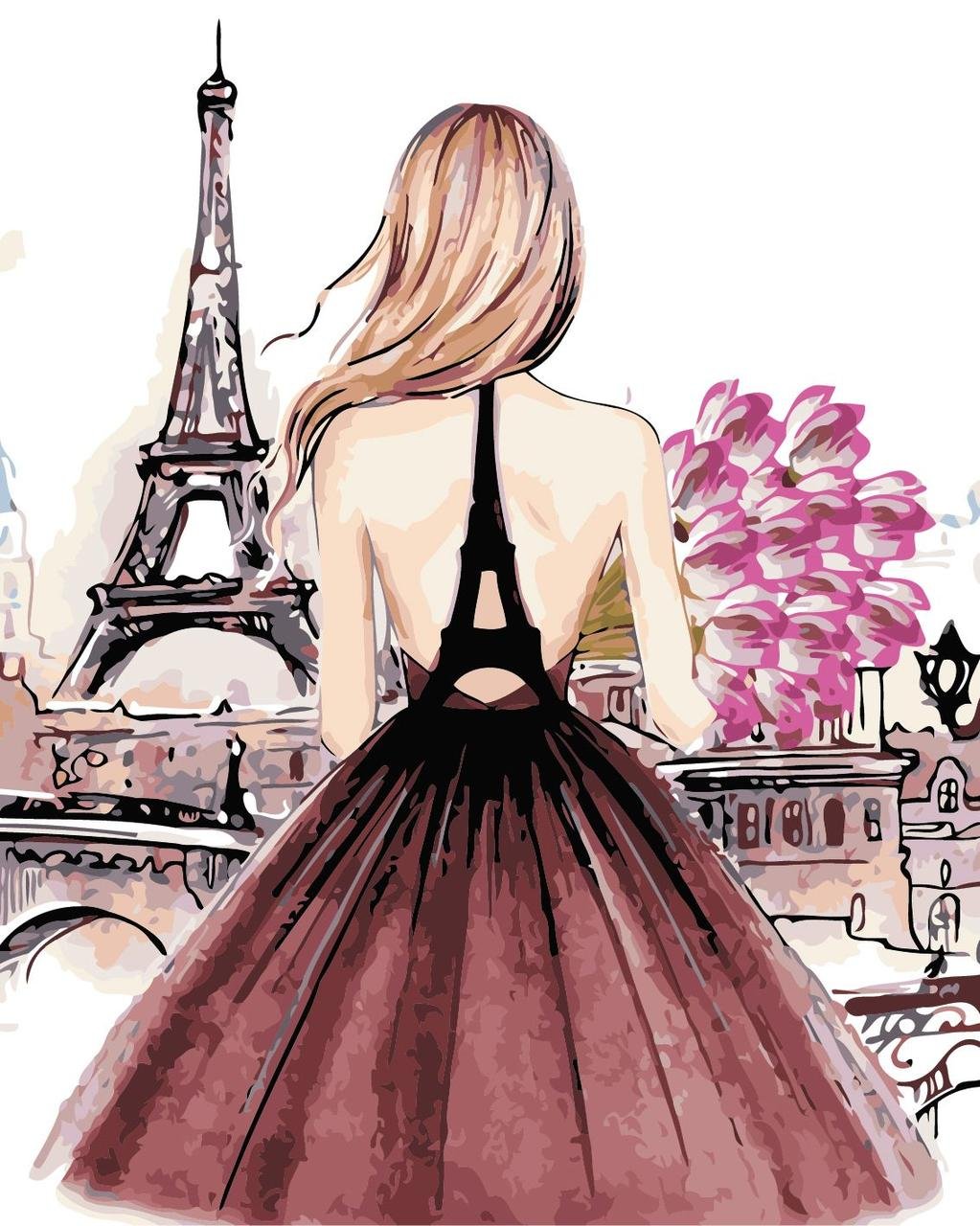 Девушка в Париже рисовать