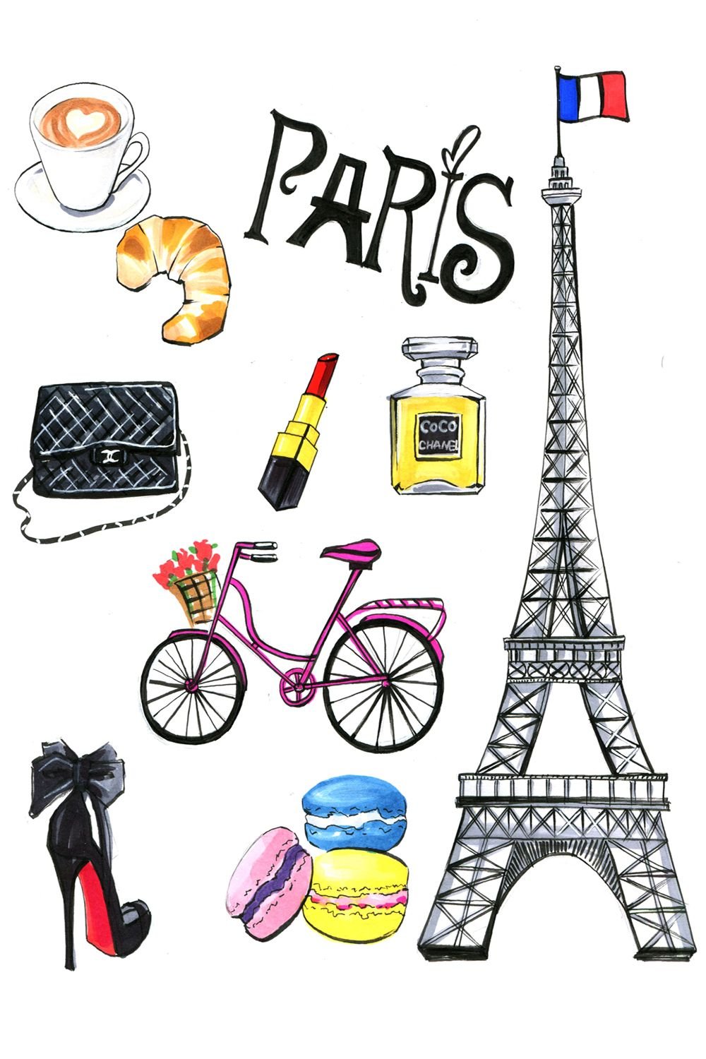 Эйфелева башня акварель вектор