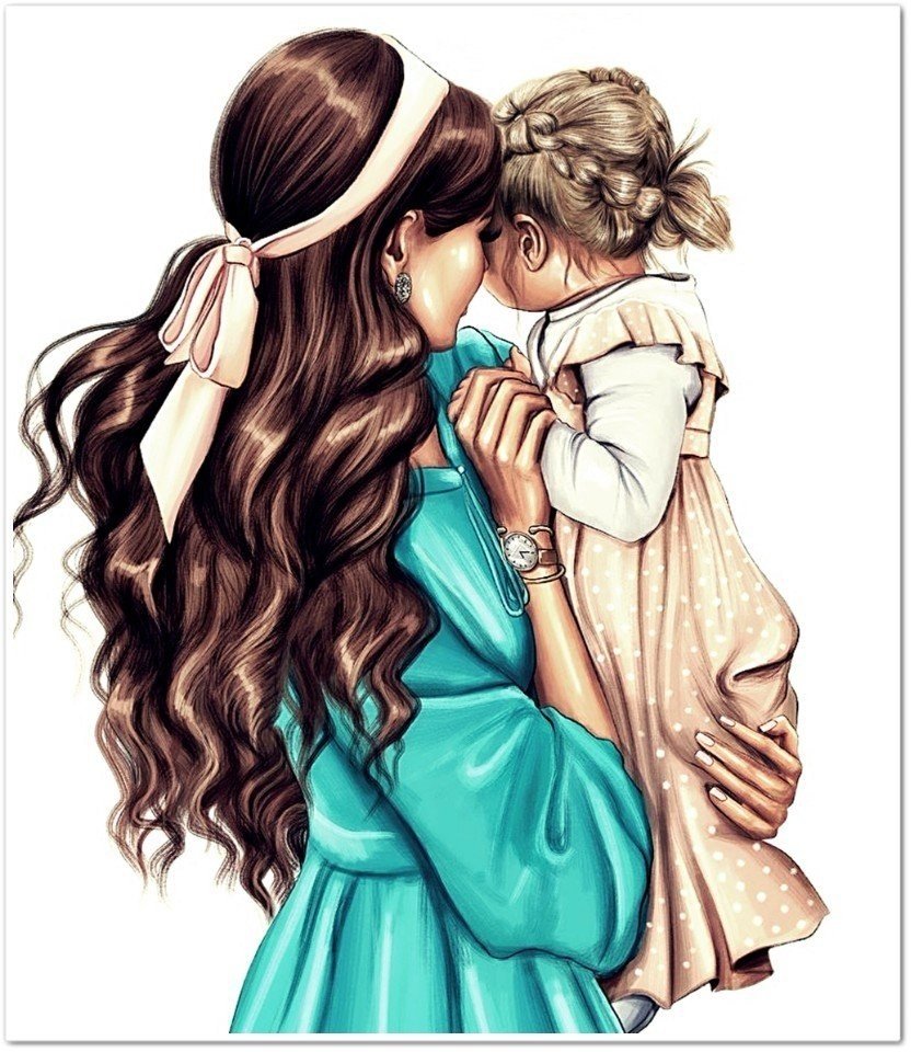 Мама с ребёнком в пастельных тонах