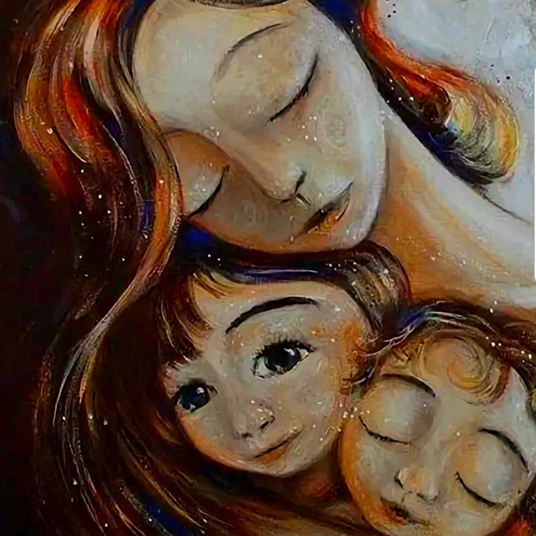 Мама с ребенком карандашом