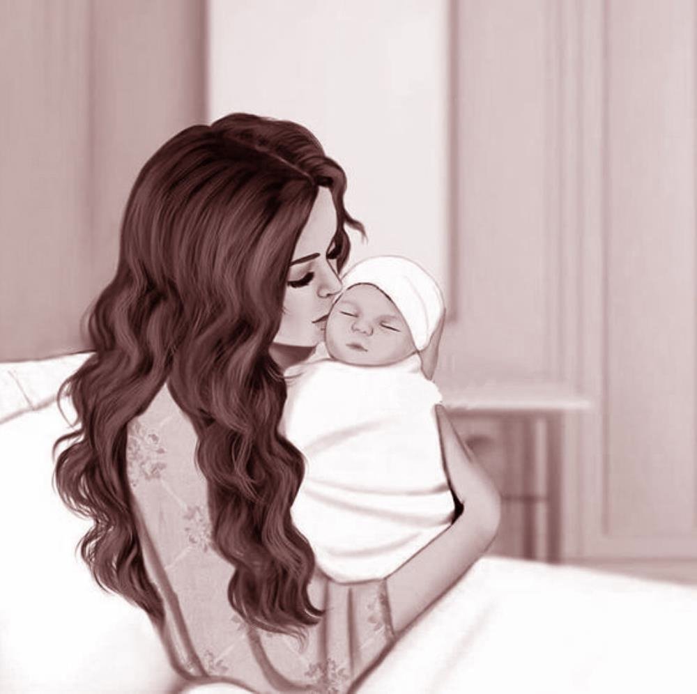 Модные иллюстрации мама и малыш