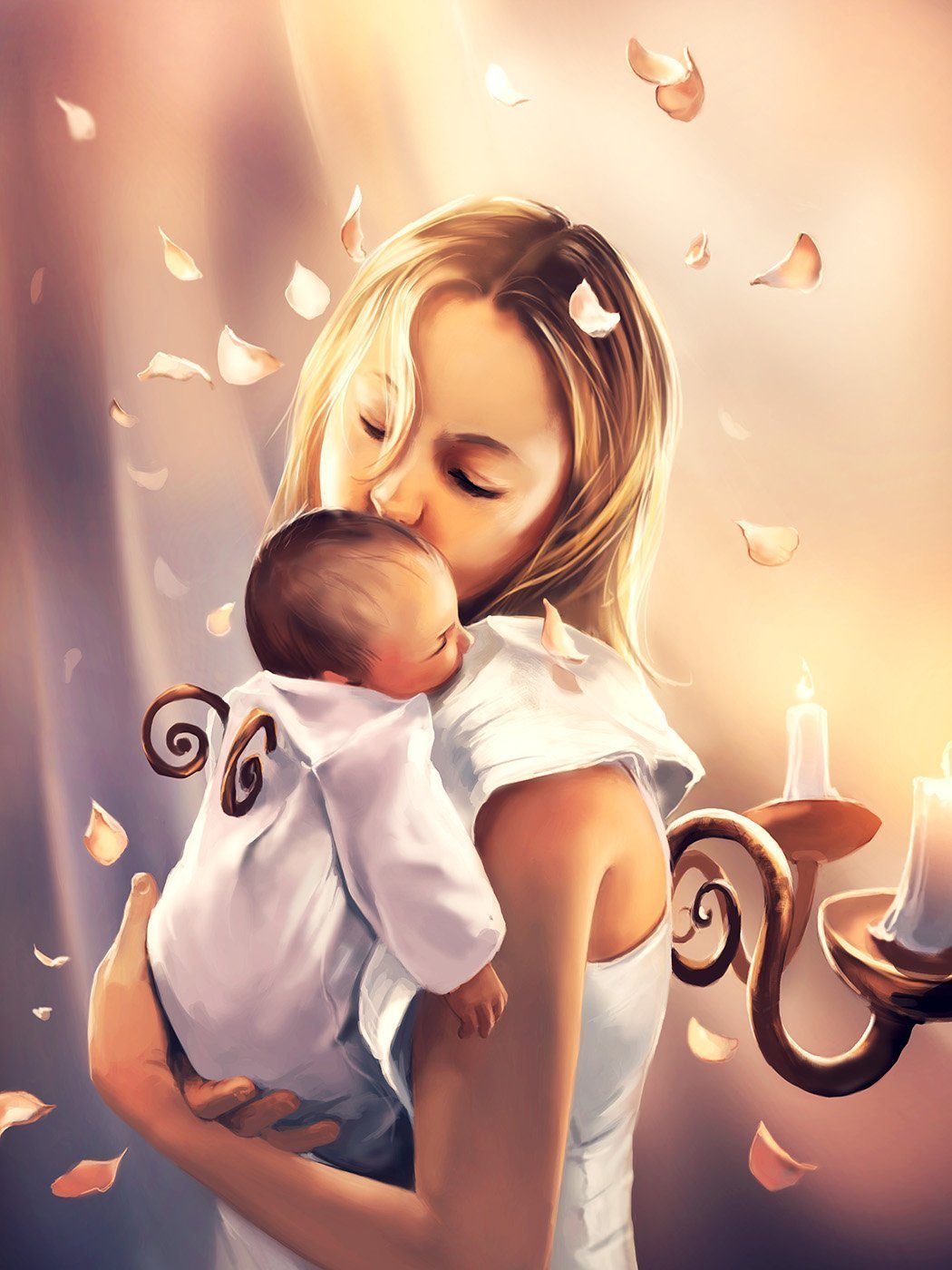 Картинка мама с сыном и дочкой нарисованная