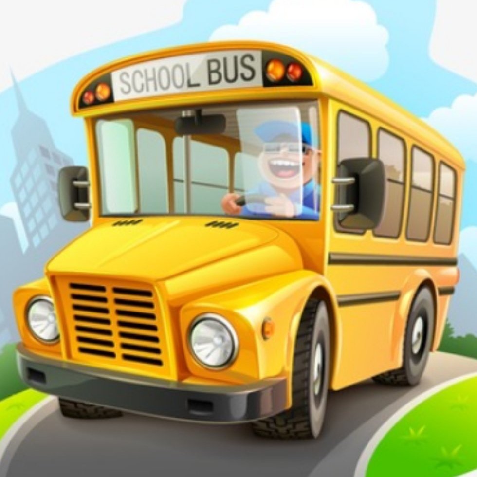 Мультяшный автобус на прозрачном фоне