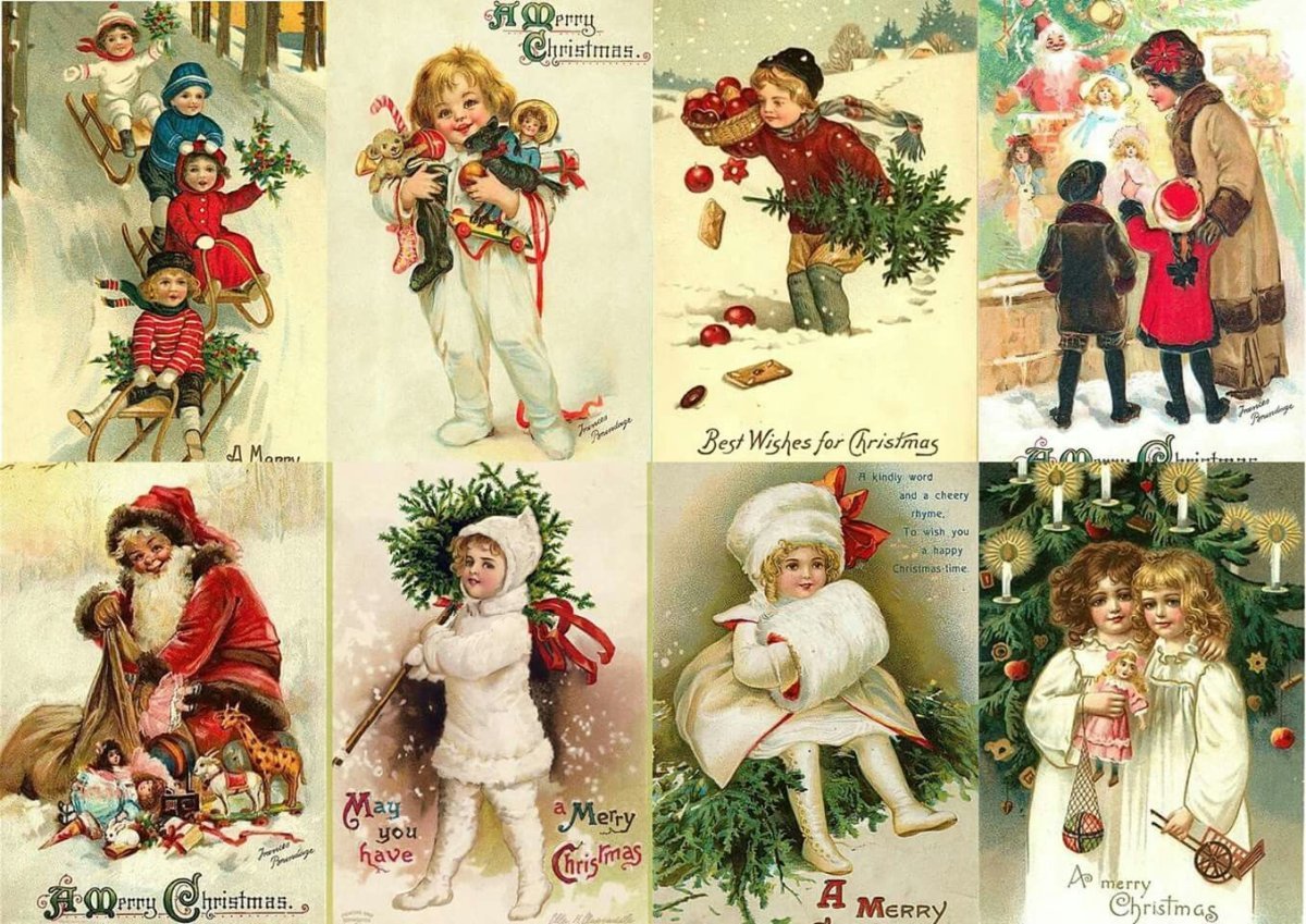 Ретро открытки новогодние для печати