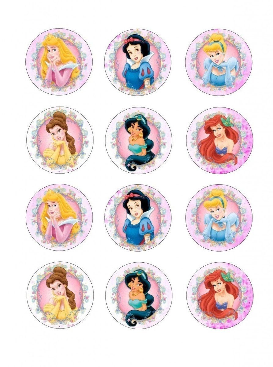 Принцессы Дисней топперы для печати