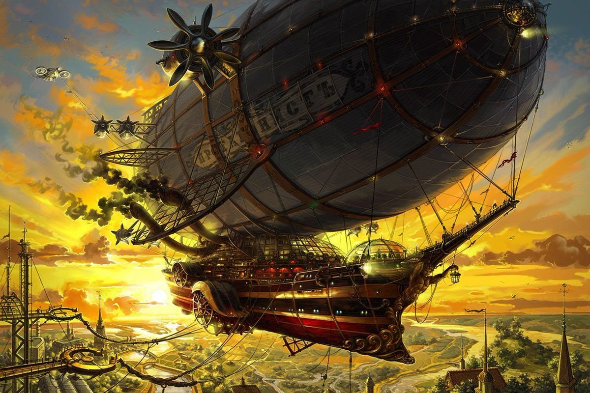 Цеппелин дирижабль в стиле стимпанк