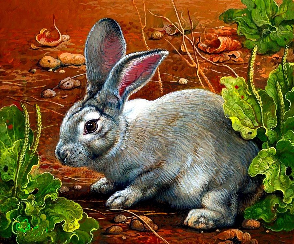 Рисуем кролика акварелью