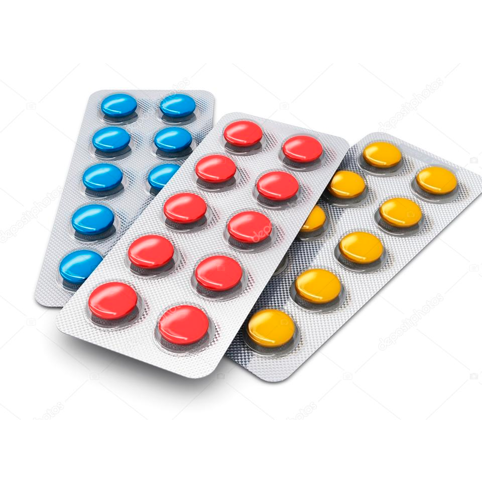 Разноцветные таблетки в блистере