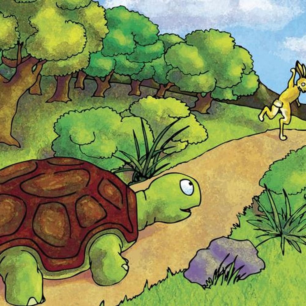 Заяц и черепаха раскраска