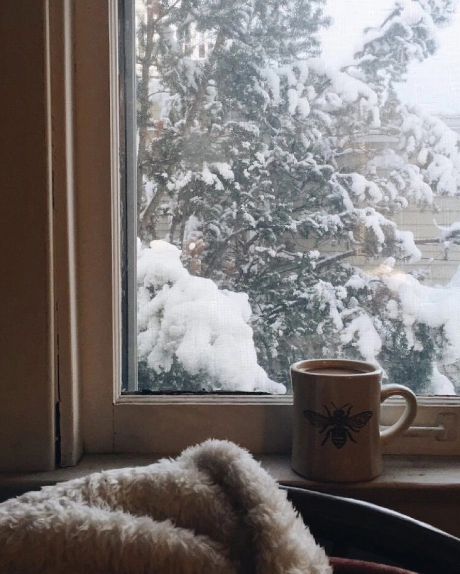 Зима окно кофе