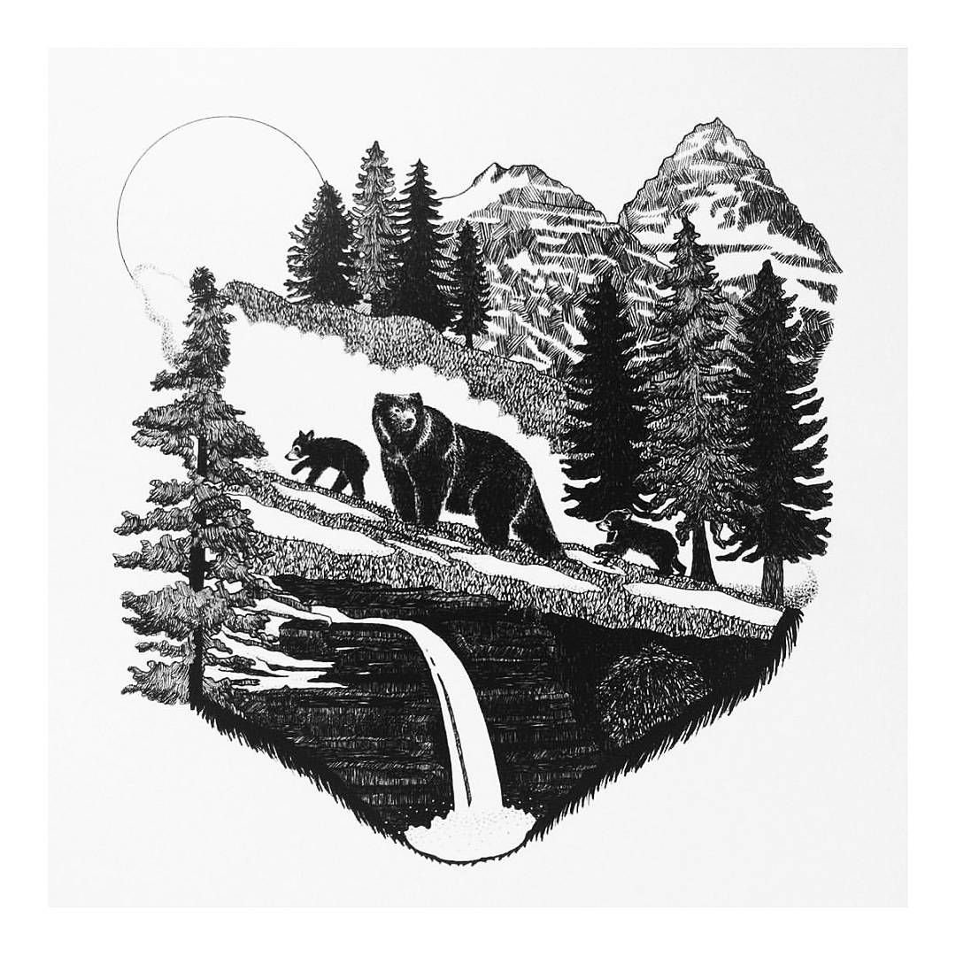 Скетч природа горы