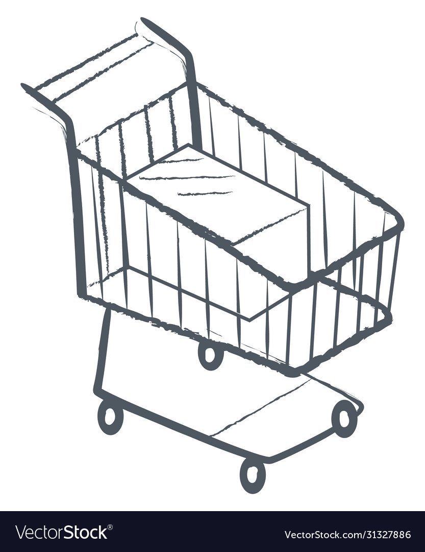 Тележка магазинная на белом фоне